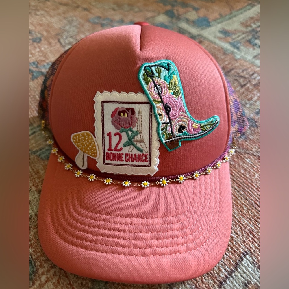 Embroidered Pink Trucker Hat
